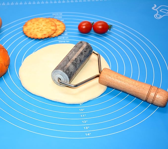 Tianman Rolling Pin Pizza Roller, Marble Roller Non-Stick T-Type, For Cake Baking Tortilla Fudge Pizza Cookies and Other Kitchen Baking Cooking (Type 2 Black).