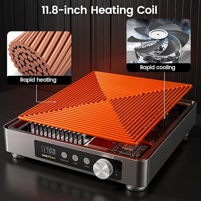 Induction Cooktop, Commercial Portable Electric Stove, 11.8-inch Heating Coil, Stainless Steel Countertop Burner With 24 Hours Timer, Powerful 1700W Professional Hot Plate For Cooking