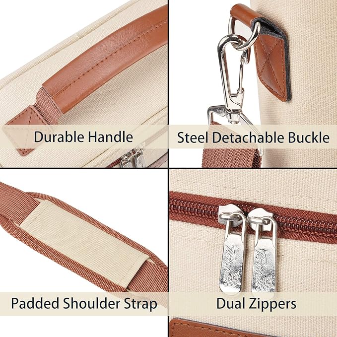 Tirrinia 4 Bottle Wine Gift Carrier - Leakproof & Insulated Padded Portable Versatile Wine Carrying Cooler Tote Bag for Travel, BYOB Restaurants, Wine Tasting, Parties,Gift for Wine Lovers, Beige