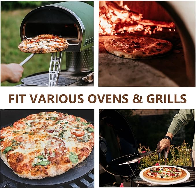 14 Inch Pizza Stone Cordierite Baking Stone for Oven & Grill, Heavy Duty BBQ Grilling Pizza Pan Large Oven Stone for baking, Ideal for Cooking Crispier Crust Pizza, Bread and More