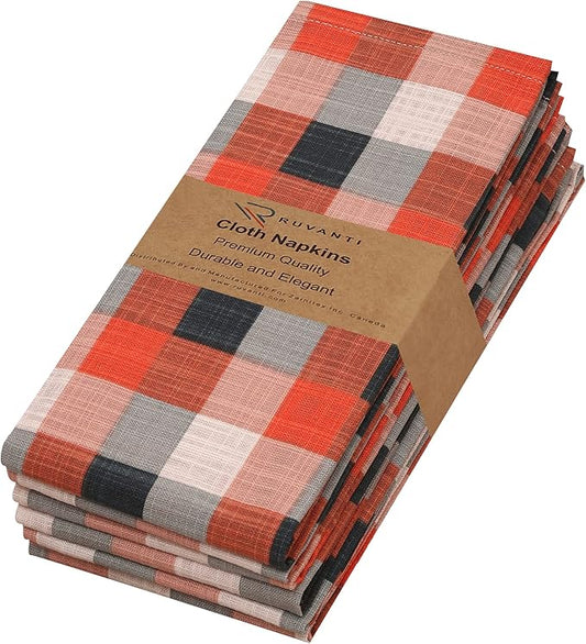 RUVANTI Cloth Napkins Set of 6 Cotton 100%, 18x18 Inches Napkins Cloth Washable, Soft, Absorbent. Cotton Napkins for Parties, Christmas, Thanksgiving, Weddings, Dinner Napkins Cloth - Play Box
