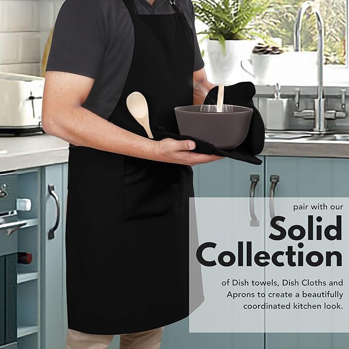 Native Fab Pot Holders and Oven Mitts Sets for Kitchen Heat Resistant - Hanging Non-Slip - 100% Cotton Kitchen Oven Mitts and Pot Holders 4-Piece Set - Black