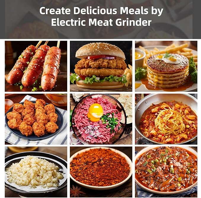 Electric Meat Grinder，350W(2800W Max) Sausage Stuffer Maker with Sausage Stuffer Tubes & Kubbe Kit，Food Grinder with Blade & 3 Plates For Home Kitchen Use