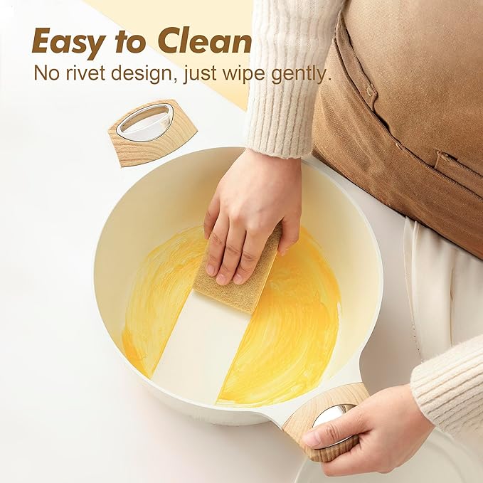 SENSARTE 14-Piece Ceramic Non Stick Induction Cookware Set, Non Toxic Healthy Non Stick Kitchen Cooking Pots and Frying Pans Set, PFAS PTFE PFOA PFOS Free, Ceramic White