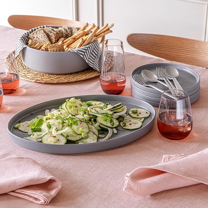 over&back 100%-Linen Woven Tablecloth - Colorful Dining Room Table Cover - Mitered Corner Hems - Machine Washable - Kitchen and Home Decor - Pink - 70x108