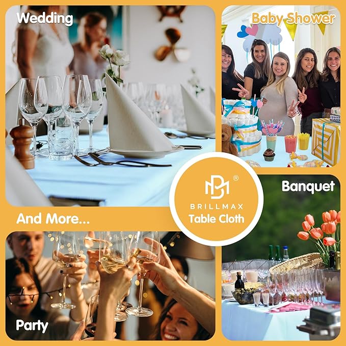 BRILLMAX 6 Pack Light Blue Tablecloths for 6 Foot Rectangle Tables 60 x 102 Inch - 6ft Rectangular Bulk Linen Polyester Fabric Washable Cloth Cover for Wedding Reception Banquet Birthday Party