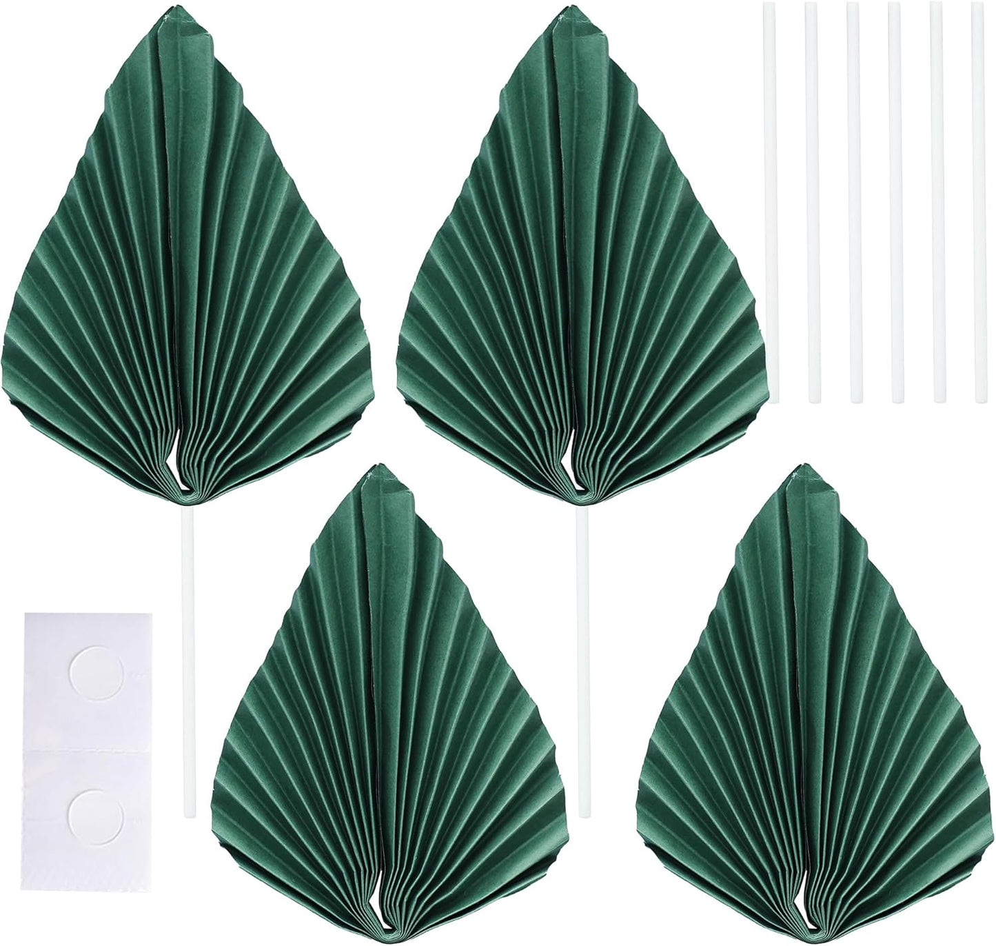 Gyufise 6Pcs Paper Palm Fan Cake Toppers Palm Spear Leaves Fan Cupcake Toppers Cake Insert Decorations Craft DIY Cake Bakeware Decoration for Birthday Party Wedding Party Decor Supplies Green