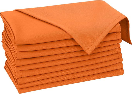 Ruvanti Cloth Napkins Set of 12, 18x18 Inches Napkins Cloth Washable, Soft, Durable, Absorbent, Cotton Blend. Table Dinner Napkins Cloth for Thanksgiving, Halloween Dinners Parties - Orange/Fall