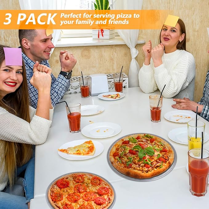 3 Pcs Pizza Screen 10 Inch 12 Inch 13 Inch Aluminum Alloy Seamless Pizza Pan Non Stick Mesh Pizza Tray for Oven BBQ Kitchen Restaurant Cookware Baking Tool