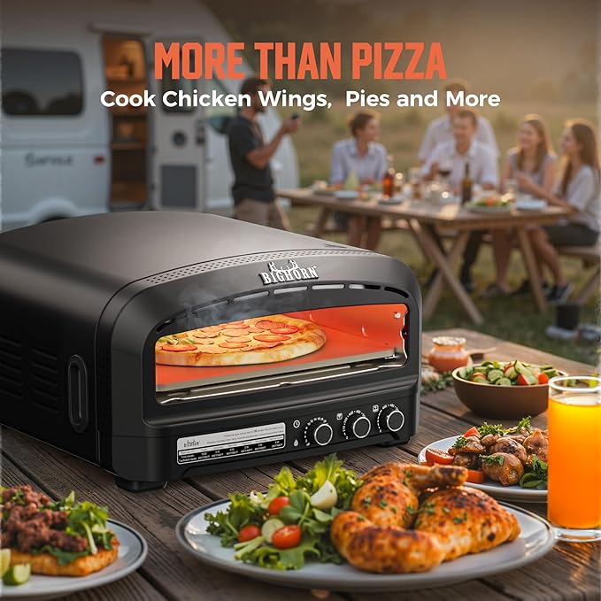BIG HORN OUTDOORS Pizza Oven Indoor, 14" Electric Countertop Pizza Oven with 6 Modes, Heats up to 800°F Pizza Maker, Flip-Up Design Pizza Cooker for Home Kitchen, Restaurants, Parties