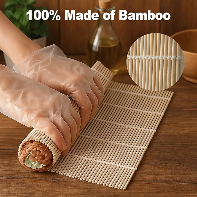 2PCS Bamboo Sushi Rolling Mat, White Sushi roll maker, Sushi making kit, Bamboo Sushi Rolling Mat