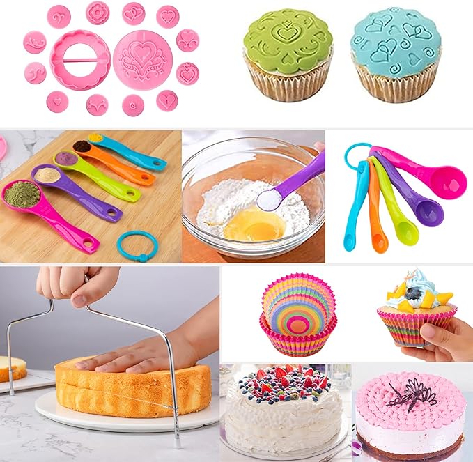 Cake Decorating Supplies Kit Tools 356pcs, Nifogo Baking Accessories with Cake Turntable, Pastry Piping Bag, Piping Icing Tips for Beginners
