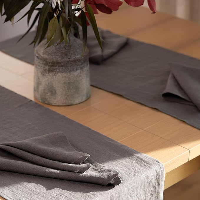 Linen Dinner Napkins 18 x 18 Inch - 100% Flax Linen Napkins - Stone Washed Pure Linen Cloth Napkins (Ash Grey, 18" x 18"(Set of 6))