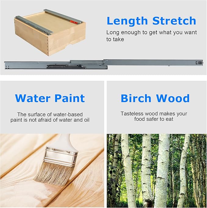 14" W x 22" D Soft Close Pull Out Drawers for Cabinets, Pull Out Cabinet Organizer with Heavy Duty Slides, Kitchen Cabinet Roll Out Drawers, Pull-Out Home Organizers