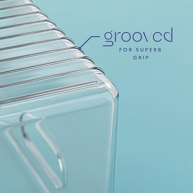 Plastic Food Storage 4 Pack Clear Container Bin with Handles for Organizing Kitchen, Pantry, Fridge, Freezer, Pantry,Bathroom. 10"x6"x5"