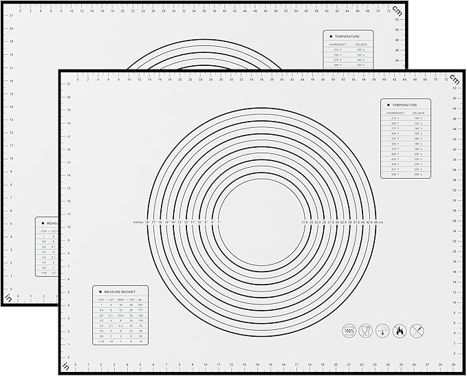 BlueBark 2 PCS - 28"L x 20"W Non-stick Silicone Baking Mat for Pastry & Dough, Sourdough Bread Making Tools, Kitchen Counter, Cooking Enthusiasts