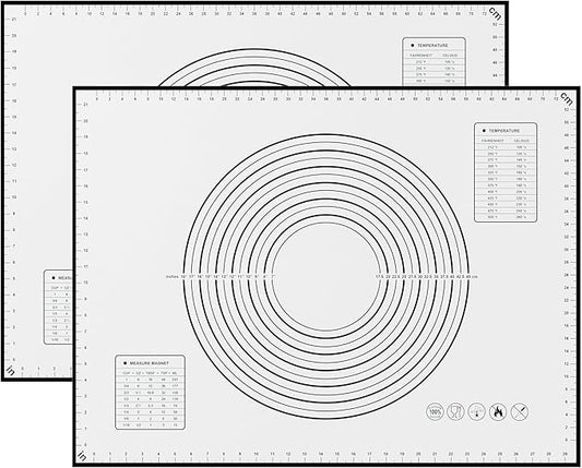 BlueBark 2 PCS - 24"L x 24"W Non-stick Silicone Baking Mat for Pastry & Dough, Sourdough Bread Making Tools, Kitchen Counter, Cooking Enthusiasts