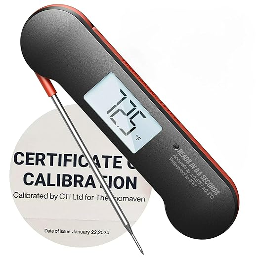 ThermoMaven Professional Meat Thermometer Digital, 0.6 Sec Instant Read, ±0.5℉ NIST Certified Accuracy, 100% Waterproof, Bright Backlit, Temperature Indicator for Grill, BBQ, Smoker