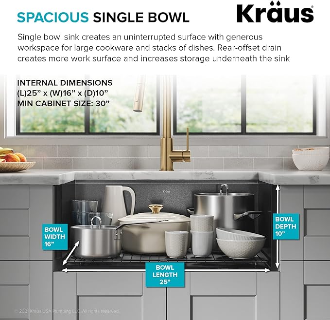 KRAUS Kore Workstation 27-inch Farmhouse Apron Front 16 Gauge Black Stainless Steel Single Bowl Kitchen Sink in PVD Gunmetal Finish with Accessories, KWF210-27-PGM