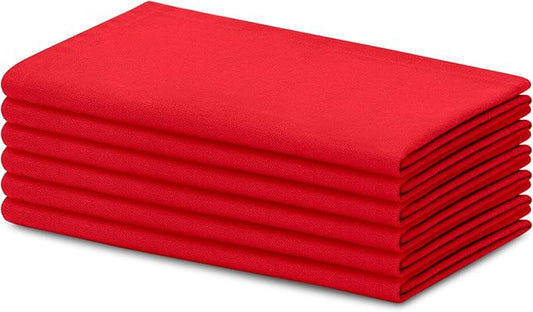 Blue Needles Solid Cloth Napkins Set of 6 Red 100% Cotton Dinner Napkins 18x18 inches - Soft, Reusable, Absorbent & Washable Fall Thanksgiving Linen, Ideal for Events, Parties & Everyday Use