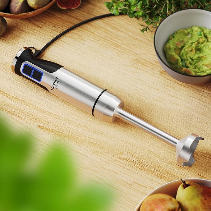 Mueller Immersion Blender Handheld - 8 Speed Stainless Steel Electric Hand Blender, Emulsion Blender Stick Kitchen Gadget with Turbo Mode