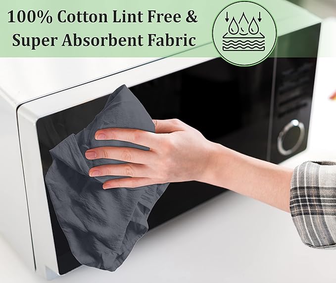 RUVANTI Flour Sack Towels 6 Pack 28x28 Inch, 100% Cotton Tea Towel, Reusable, Machine Washable, Absorbent BarTowels - Dish Cloth Perfect for Drying Dishes & Cleaning - Grey