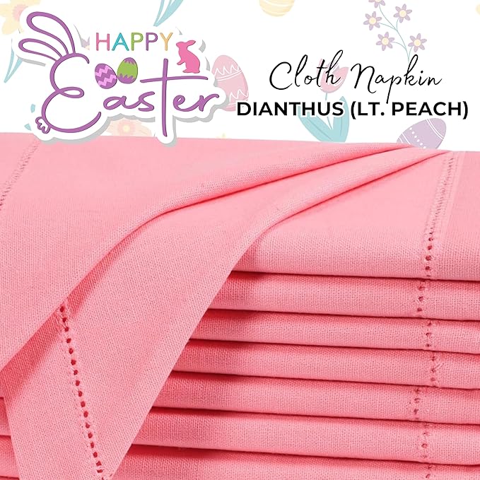 Peach Cloth Napkins Set of 12, 18x18 Inch, Absorbent Cotton Blend Washable and Reusable Dinner Napkins for Table, Thanksgiving, Christmas, Wedding, Restaurant, Kitchen & Everyday Use