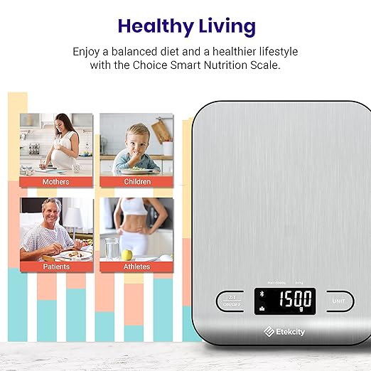 Etekcity Food Nutrition Kitchen Scale, Digital Grams and Ounces for Weight Loss, Baking, Cooking, Keto and Meal Prep, Large, 304 Stainless Steel