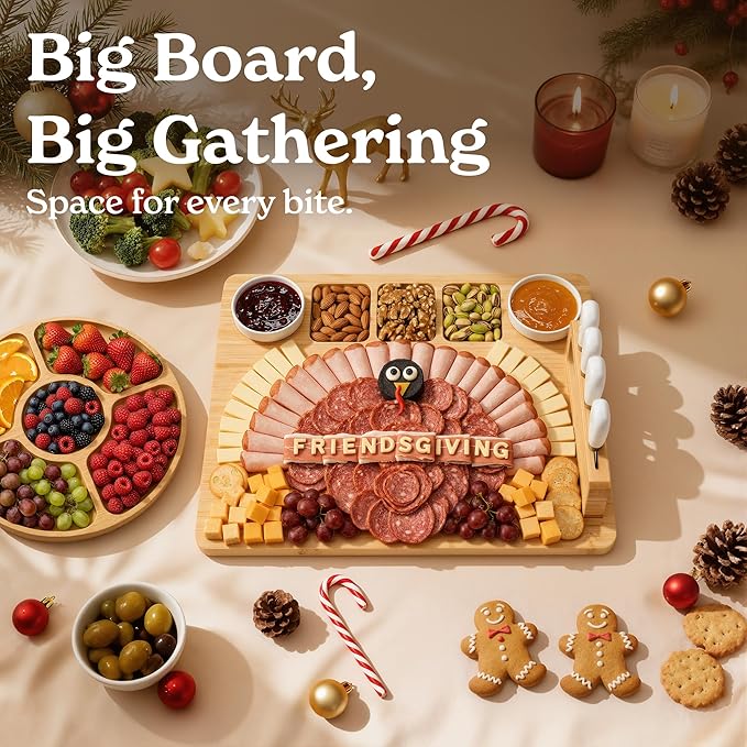 SMIRLY Charcuterie Boards Set, Large Cheese Board Set, Natural Bamboo Charcuterie Tray Cheese Platter with Accessories - Housewarming Gifts New Home, Wedding & Bridal Shower Gifts for Women, Couples