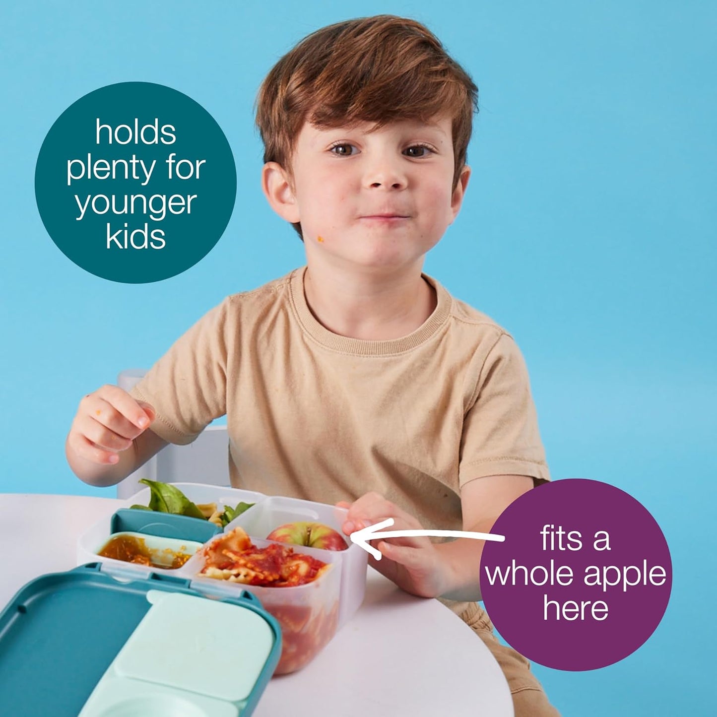 b.box Mini Lunch Box, Bento Box for Kids, Snack Container with 2 Leak Proof Compartments, Reusable Snack Containers with Lids, Kids Lunch Boxes Ages 3+, BPA Free, 4 1/4 Cup Capacity (Chill Out)