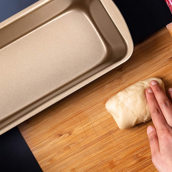 Patelai 4 Pack Small Loaf Pans for Baking Bread Non Stick Bread Pan Rectangle Baking Tray Toast Mold(Gold,7.2 x 3.7 Inch)