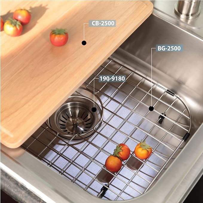 Houzer Glowtone Stainless Steel Kitchen Sink - 25 Inch Drop-In Topmount 3-Hole Single Bowl Sink, Durable & Versatile, Essential for Home & Apartment, Nested 36-Pack - 2522-8BS3-36