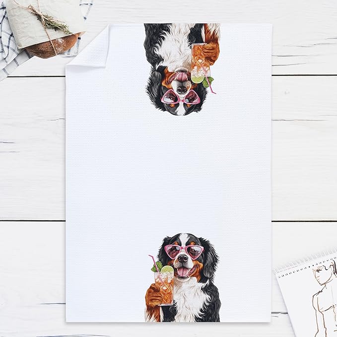 Cabana Bro Bernese Mountain Dog Gifts Kitchen Towels, Bernese Mountain Dog Gifts for Women Decorative Hand Towels for Bathroom, Funny Berner Cocktail Tequila Dish Tea Towels for Kitchen, 16x24 Inch