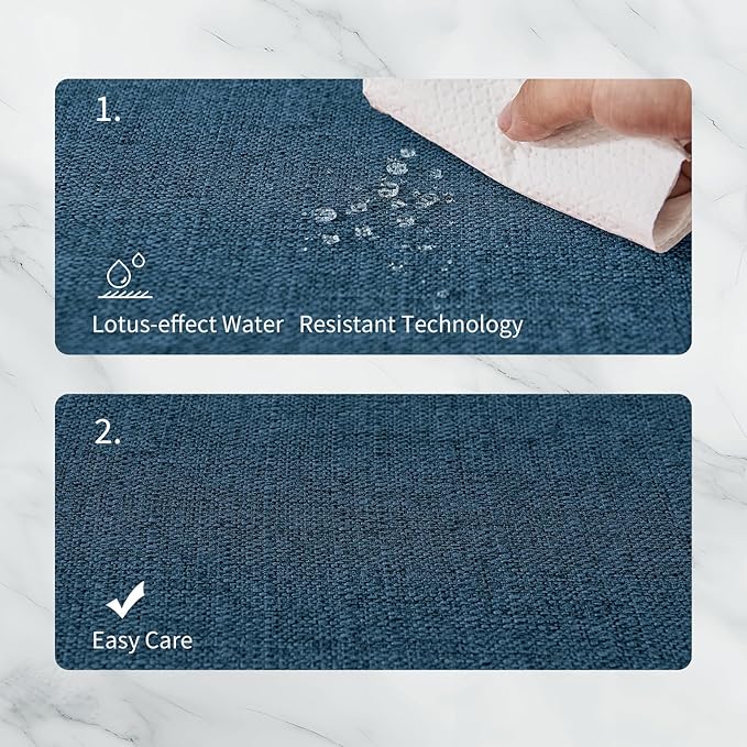 BALCONY & FALCON Placemats Set of 4 Faux Linen Cloth Place Mats Washable Waterproof Wrinkle Resistant Table Placemats for Dining Kitchen Farmhouse Indoor & Outdoor Use(Navy Blue, 13.8”x 17.7”