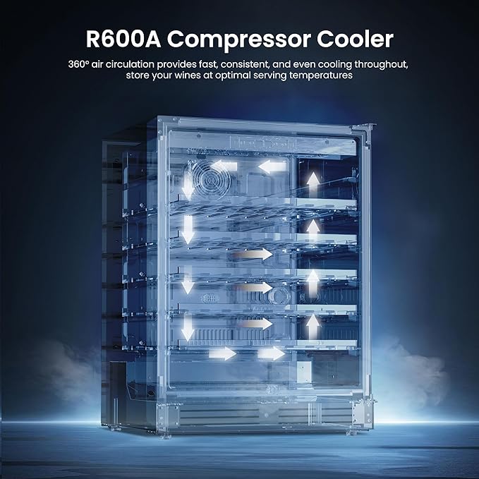 Yeego Wine Fridge 24 inch - 47 Bottles 40-65℉ Touch Control, Built-In/Under Counter/Freestanding Wine Cooler Refrigerator with Glass Door, Perfect for Bar, Home, Kitchen Cabinet, Office