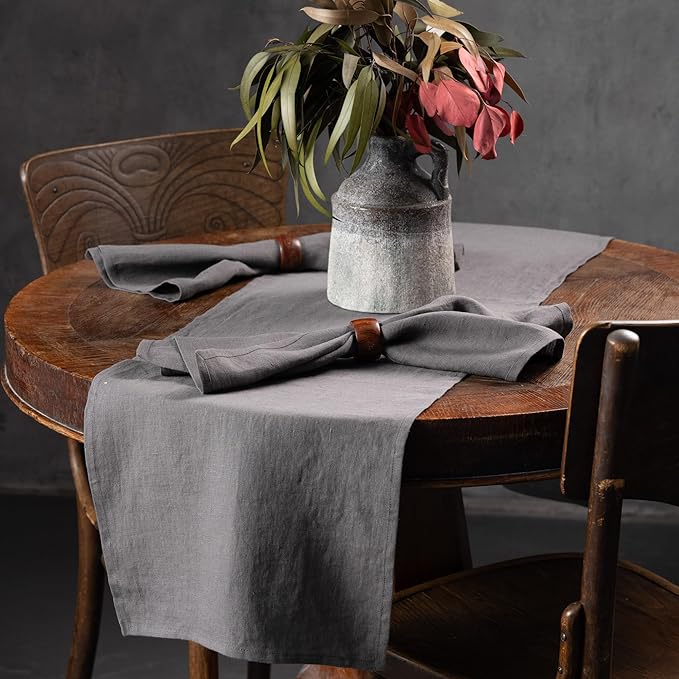 Linen Dinner Napkins 18 x 18 Inch - 100% Flax Linen Napkins - Stone Washed Pure Linen Cloth Napkins (Ash Grey, 18" x 18"(Set of 6))