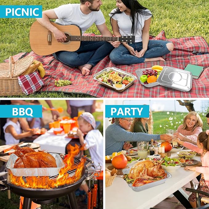 9x13 In Aluminum Pans with Lids, 20PCS Extra Deep Disposable Baking Pans for Roasting, Baking, Cooking, Food Prep, Chafing, Steam Table, Oven, Cake, and Party Catering.