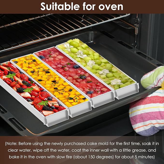 Rectangle Cake Mold, Aluminum Alloy Tiramisu Pan Cake Baking Tray, with Removable Frame Cake Baking Molds for Tiramisu Cheesecake Mousse