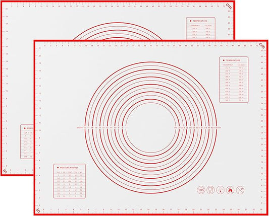 BlueBark 2 PCS - 24"L x 16"W Non-stick Silicone Baking Mat for Pastry & Dough, Sourdough Bread Making Tools, Kitchen Counter, Cooking Enthusiasts