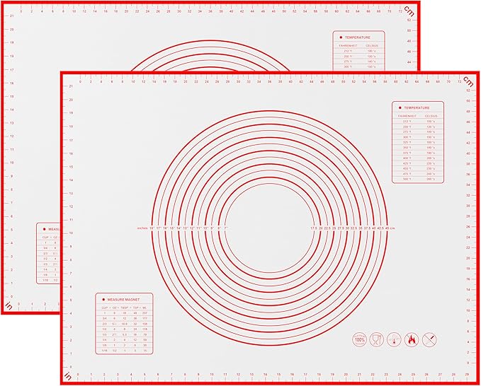 BlueBark 2 PCS - 24"L x 20"W Non-stick Silicone Baking Mat for Pastry & Dough, Sourdough Bread Making Tools, Kitchen Counter, Cooking Enthusiasts