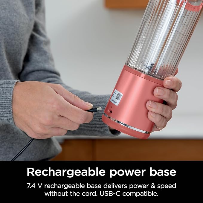 Ninja Blast Portable Blender, Cordless, 18oz. Vessel, Personal Blender for Shakes & Smoothies, BPA Free, Leakproof Lid & Sip Spout, USB-C Rechargeable, Dishwasher Safe Parts, Red Clay, BC151RY