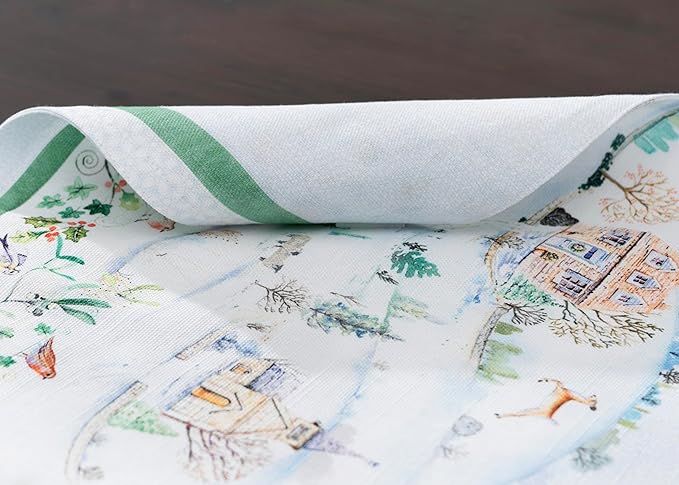 Maison d' Hermine Placemats Set of 4 100% Cotton Washable Cloth Place Mats, Reusable Table Mats for Thanksgiving Christmas Decorations Kitchen Dining Party Wedding Restaurant (Snowy World, 13" x 19")