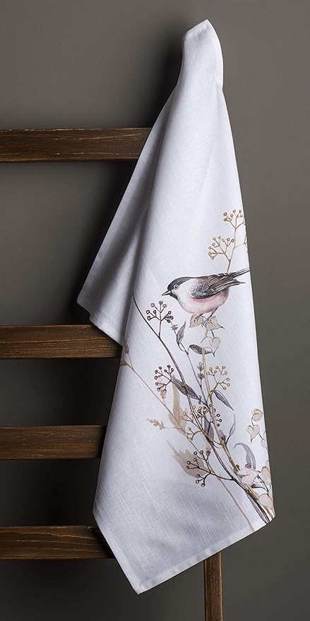 Maison d' Hermine Kitchen Towels Set of 3 100% Cotton 27.50" x 20" Reusable Cloth Tea Dish Towels Absorbent with Hanging Loop for Kitchen, Cocktail Parties Spring/Summer (Meadow Florals - Brown)