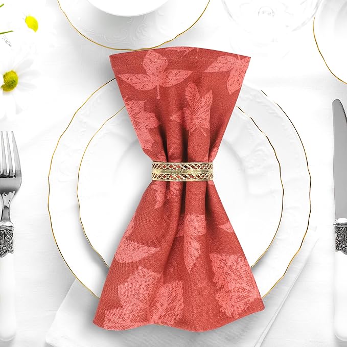 Urban Villa Cloth Napkins Harvest Leaves Dinner Napkins Set of 12 20X20 100% Cotton Absorbent Washable Durable Reusable Cloth Napkins Ideal for Farmhouse Party Thanksgiving Harvest Fall Dinner Napkins