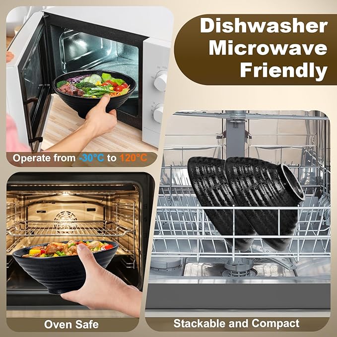 8-Inch Large Ceramic Ramen Bowl Set of 2 (9 Piece) - Microwave & Dishwasher Safe Porcelain Japanese Salad Noodles Cereal Fruit Pasta Soup Bowls with Recipes Chopsticks Forks Spoons for Men Women Gift