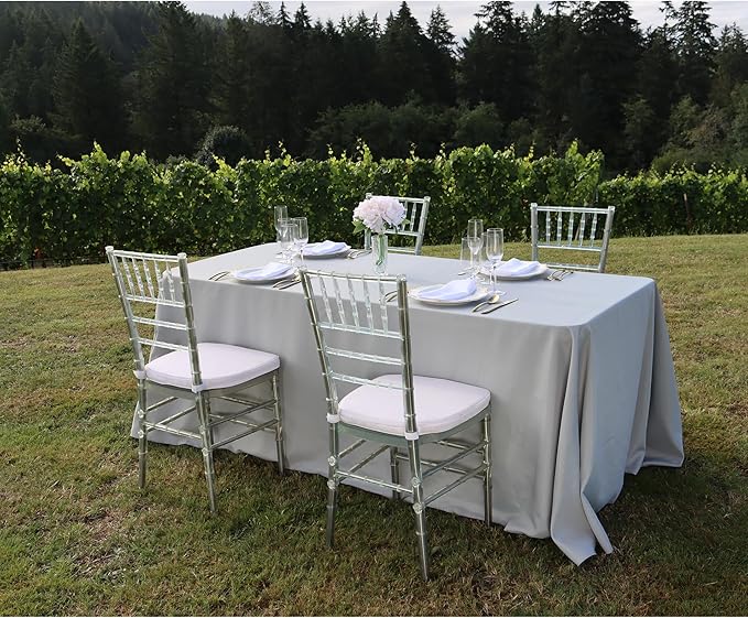 LTC LINENS 2-Pack Rectangular Tablecloths 90 In x 132 In with Rounded Corners - Grey/Silver Table Cloths for 6 ft Rectangle Tables Floor Length - Polyester Fabric Cloth Table Covers for Wedding, Party