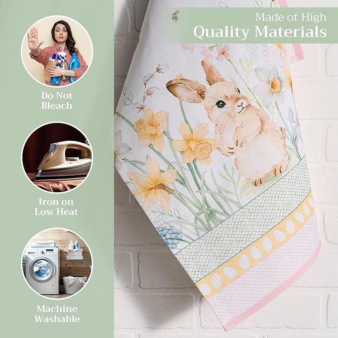 Maison d' Hermine Kitchen Towels Set of 3 100% Cotton 27.50" x 20" Reusable Cloth Tea Dish Towels Absorbent with Hanging Loop for Kitchen, Home, Dining, Cocktail Parties Spring/Summer (Easter Dew)