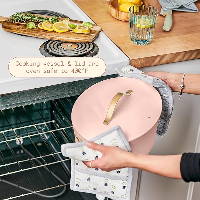 Beautiful 10-in-1 Electric Multi-Cooker by Drew Barrymore, 6-quart, digital display, 10 cooking functions, non-stick pot, easy one-touch control (Rose)