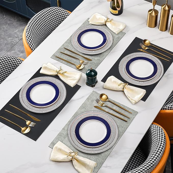 SUEH DESIGN Leather Placemats Set of 6 Reversible Table Mats Heat Resistant Waterproof No-Slip Place Mats for Dining Table Kitchen Parties