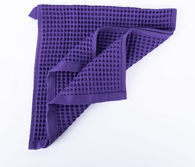 PÜSKÜL Organic Waffle Kitchen Towel 100% Turkish Cotton Set of 3 Lilac - Premium Quality, Soft, Quick-Dry, Absorbent, Lint-Free Hand Towels 32X16 Inches (3, Lilac)